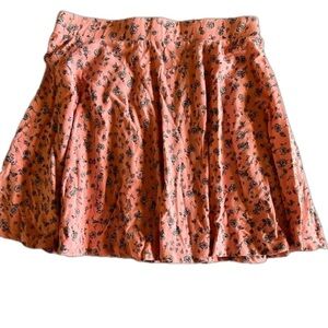 SO Pink Floral Elastic Waist Mini Skirt Large